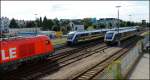 Einfahrt einer dreier Traktion VT648 der Nord-West-Bahn in Bahnhof Wilhelmshaven kommend aus Osnabrck. 13/09/2013