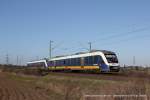 VT 648 444 (NordWestBahn) und VT 648 445 als RE10 in Richtung Düsseldorf Hbf in Meerbusch Osterath, 2. Februar 2014