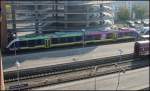 VT 648 der Nord-West-Bahn mit Werbung für die Landesgartenschau in Papenburg auf Bahnhof  Wilhelmshaven 19/09/2014