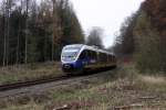 NWB VT 643327 als RB auf dem  Haller Willem  unterwegs nach Bielefeld hier am 27.11.2014 um 12.59 Uhr kurz vor dem Haltepunkt Hilter im Teutoburger Wald.