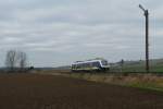 Der NordWestBahn (NWB) 648 078 passiert am 9 Dezember 2014 mit ein Leerfahrt bei Othfresen richtung Halberstadt.