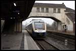 Nordwestbahn VT 648370 fährt am 6.1.2015 um 9.51 Uhr aus Wilhelmshaven kommend auf dem Weg nach Osnabrück in Sande ein.