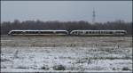 Doppeltraktion Lint 41 der Nord-West-Bahn von Wilhelmshaven nach Esens kurz vor Mariensiel.