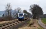 VT 643 314 als NWB 74959 Kreiensen - Paderborn Hbf am 06.03.2016 an der ehemaligen Blockstelle Bevern.