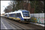 VT 648092 der NWB ist hier am 5.1.2017 um 11.47 Uhr auf dem Weg zum nächsten Einsatz ab Osnabrück HBF unterer Bahnhof.