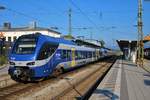 Transdev Meridian Stadler Flirt 429 ET354 am 09.08.20 in Rosenheim Bhf vom Bahnsteig aus fotografiert