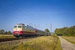 112 309-0 der TRI passiert mit einem Müller-Sonderzug auf dem Rückweg nach Köln Hamm-Selmigerheide (05.09.2021)