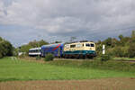 DB Gebrauchtzug 111 174  Elfriede  ist am 19.09.2022 für TRI mit einem Ersatzzug auf der RB17c von Bruchsal nach Bretten unterwegs und verlässt hier gerade Helmsheim.