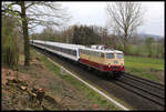 AKE E 10 1309 bespannte am 14.4.2019 einen Fan Sonderzug des VFL Osnabrück.