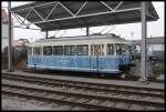 Elektrotriebwagen EL 06 der Trossinger Eisenbahn als Denkmal im Bahnhof Trossingen Stadt am 12.3.2016.