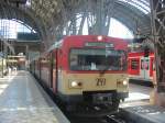 Triebwagen der Baureihe VT2E der TSB noch mit alter Lackierung am 31.8.2005 in Frankfurt a.