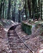 Anschlugleis in unmittelbarer Nhe des Eingangs zum Bunkergelnde des Mun-Lagers, 1. Hlfte der 1980iger Jahre.