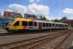 VT 203 ALSTOM Coradia LINT 41 (DB-Baureihe 648) der TSB (Taunusbahn) bzw. HLB  (Hessische Landesbahn) fhrt am 12.06.2011 von Frankfurt kommend in den Bahnhof Knigstein/Taunus ein.