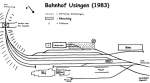 Gleisplan-Skizze Bahnhof Usingen, 1. Hlfte der 1980iger Jahre.