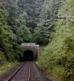 Der schnurgerade Hasselborner Tunnel, 1. Hlfte der 1980iger Jahre.