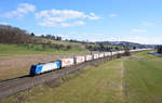 185 523 mit DGS 41564 bei Uhingen/Fils an der Nassachtalbrücke.(13.2.2018).