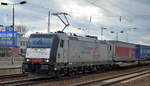 TXL mit der MRCE 185 408-2  [NVR-Number: 91 80 6185 408-2 D-DISPO] und KLV-Zug am 13.03.18 Durchfahrt Bf.