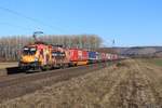 182 572 TXL mit einem KLV-Zug fotografiert bei Retzbach-Zellingen am Mittwoch dem 27.02.2019