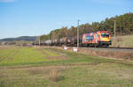 ES64 U2-072  Wir brennen für das was wir tun  von TX Logistik mit einem Kesselzug bei Mitteldachstetten Richtung Ansbach, 19.01.2019