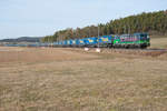 193 266 mit einem LKW-Walter KLV-Zug bei Mitteldachstetten Richtung Ansbach, 23.02.2019