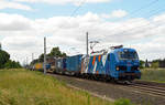 192 009 der northrail beförderte am 07.07.20 einen TX-KLV durch Brehna Richtung Bitterfeld.