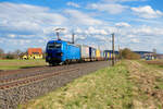 192 012 Northrail/TXL mit einem KLV-Zug bei Gunzenhausen Richtung Ansbach, 11.04.2021