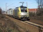 ES 64 U2-097 (TXL) am 9.2.2007 mit einem Containerzug durch Limmer Richtung Linden