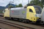 ES 64 U2 - 011 der TX-Logistik (ARS Altmann AG) brachte am Sonntag, 20.07.2008, einen Trailerzug mit zwei weiteren, kalt mitgefhrten TX-Loks, nach Kufstein/Tirol.