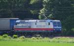 185 512-1   Rostock Port  der TXLogistik mit Containerzug in Fahrtrichtung Norden.