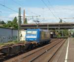 185 518-8  Transpeed  der TX Logistik durchfhrt am 29.08.09 mit einem Containerzug Hamburg-Harburg Richtung Waltershof.