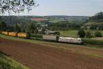 185 539 (TXL) mit einem KLV Zug am 19.08.2009 bei Dollnstein im Altmhltal.