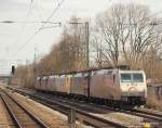 Nachschuss auf den TX Logistik Lokzug bei der Durchfahrt am 20.03.10 in Trudering.