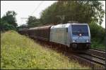 TXL 185 696-2 mit Transwaggon-Wagen Richtung Lehrte unterwegs (NVR-Nummer 91 80 6185 696-2 D-Rpool, Eigentum Railpool, seit 05/2010 vermietet, gesehen Lehrte-Ahlten b.