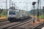 185 697-0 mit einem Umleiter-KLV am 25.07.2010 durch Buchholz(Nordheide)