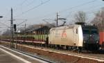 185 531-1 TXLogistik mit leerem Holzzug am 29.01.2011 in Rathenow