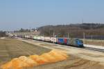 185 514 mit einem KLV Zug am 09.03.2011 bei Hrbach.