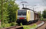 ES 64 F4 - 030 der TX LOgistik zog am 19.06.11 einen Schiebewandwagenzug durch Halle-Rosengarten Richtung Eisleben.