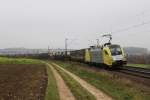 TXL 182 511 mit einem KLV Zug am 12.11.2011 bei Treuchtlingen.