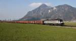 Der Mll gehrt auf die Schiene! 182 529-8 von TXL kommt am 22.3.2013 mit einem Schrottzug von Mnchen nach Ialien, hier im Inntal bei Niederaudorf.