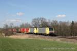 ES 64 F4 - 009 (TXLogistik) und ES 64 F4 - 030 mit einem Sattelaufliegerzug in Hilperting, 27.