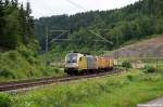 182 596  IBS  TXL mit DGS 43850 am 14.06.2014 bei Förtschendorf auf der Frankenwaldbahn Richtung Saalfeld.