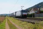 185 407-4 mit LKW-Walter KLV-Zug in Fahrtrichtung Norden.