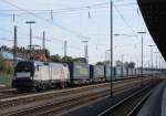 182 529 von TX Logistik steht am 12.September 2015 mit einem LKW-Walter-KLV in Bamberg.