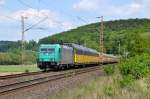 185 617 mit einem Ganzzug Hccrss am 25.05.2015 bei Einbeck-Salzderhelden