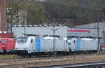 Railpool 186 429-7 + 186 141-8 am 30.12.2021 bei Uwe Adam in Eisenach.