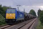 Connex 146 521-0 mit Gterzug in Castrop-Rauxel am Bahnbergang Becklem am 11.09.2007.