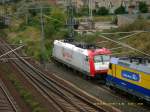 Am 18.09.08 steht 185-CL 007 von Veolia Transport in Bitterfeld auf dem Stumpfgleis.