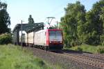 185-CL 007 Veolia mit Warsteinerganzzug am 13.05.2009 nach berquerung des Mittellandkanals bei Peine