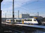 Der  KULTUR-ZUG -Desiro der Lausitzbahn mit Werbung fr die Kulturhauptstadt Grlitz / Zgorzelec - Dresden-Neustadt, 11.01.2006
