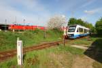 15.05.2006 OLA aus Gadebusch hat Einfahrt in den Hbf. Schwerin in Hhe Gterbahnhof